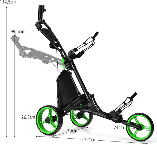 Costway Τρόλεϊ Γκολφ 3 Τροχών Πτυσσόμενο Sp37605ls