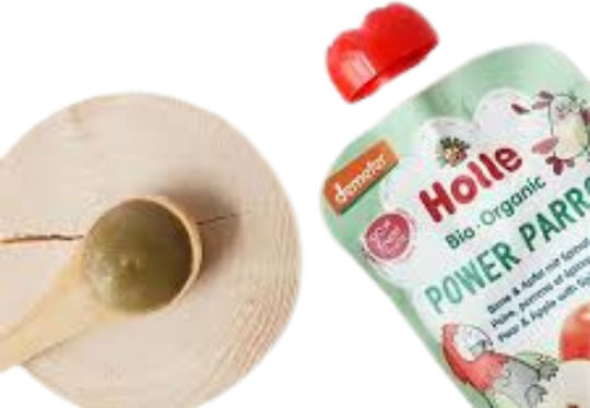 Holle Fruit-Vegetable Puree with Flavor Apple, Pear & Basil 100gr for 6+ Months