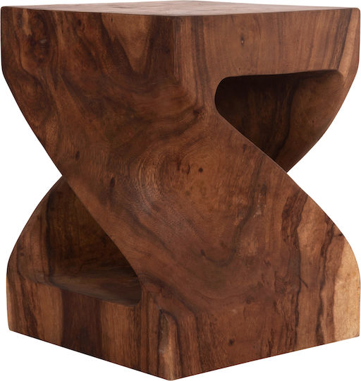 Hocker Für das Wohnzimmer Hölzernes Gebo Dark Natural 35x35x45cm