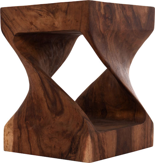 Hocker Für das Wohnzimmer Hölzernes Gebo Dark Natural 35x35x45cm