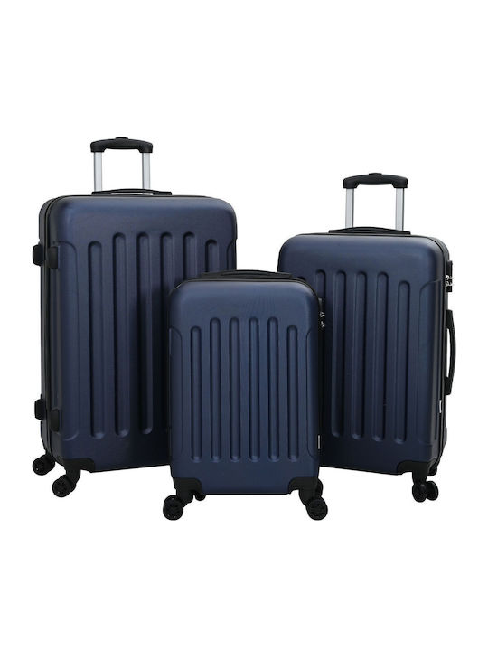vidaXL Reise Koffer Hart Marineblau mit 4 Räder Set 3 Stück