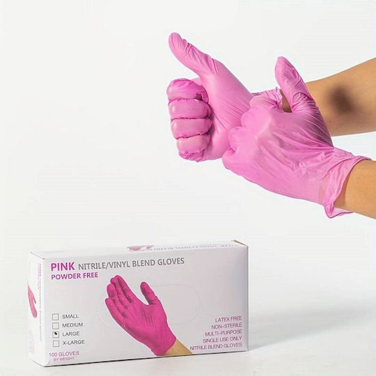 Nitrile Examination Gloves Powder Free Pink 100pcs