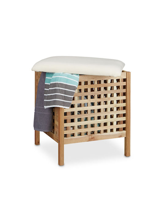 Relaxdays Coș De Rufe Din Lemn 52lt 49x49x52cm Maro