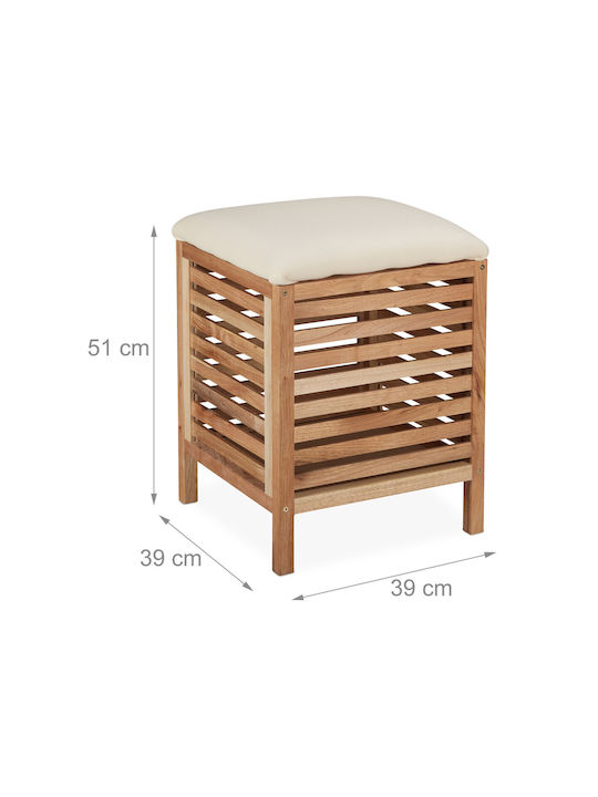 Relaxdays Coș De Rufe Din Lemn 35lt Cu Capac Maro