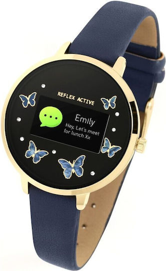 Reflex Active Series 03 38mm Smartwatch with Heart Rate Monitor (Blue Leather Strap)
