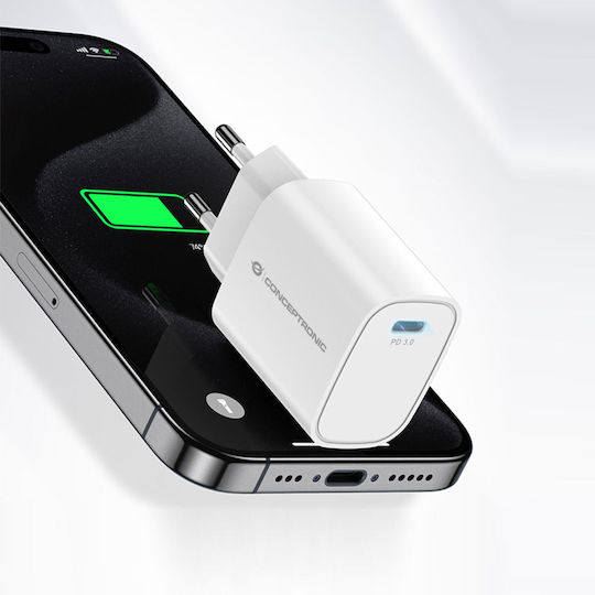 Conceptronic Charger Without Cable with USB-C Port 20W Power Delivery Whites (ALTHEA14W)
