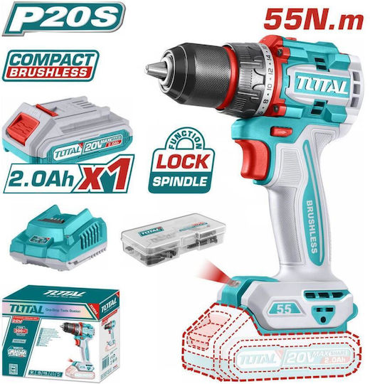 Total TDLI205582E Δραπανοκατσάβιδο Μπαταρίας Brushless 20V 1x2Ah