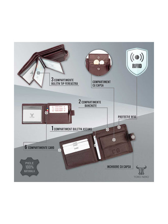 Portofel bărbătesc Clasice cu RFID Maro