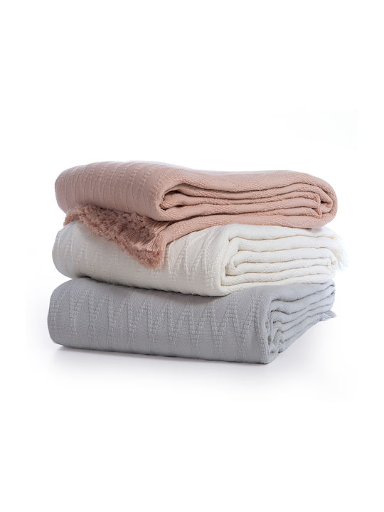 Nef-Nef Homeware Outlast Pique Blanket Double with Fringes 230x240cm Pink