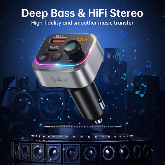 Luvlu FM Transmitter Αυτοκινήτου με Bluetooth / USB / Type-C