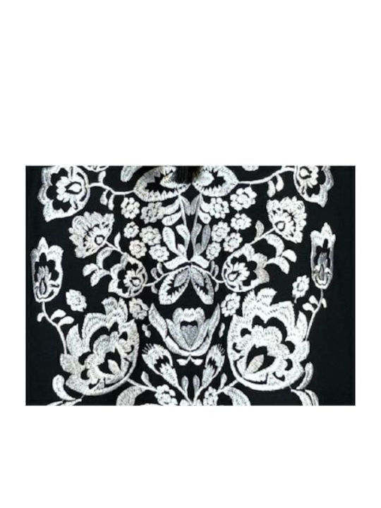 Damen Bluse Baumwolle Langärmelig Black/white