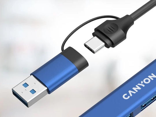 Canyon Hub 4 Θυρών USB 2.0 με σύνδεση USB-A Μπλε