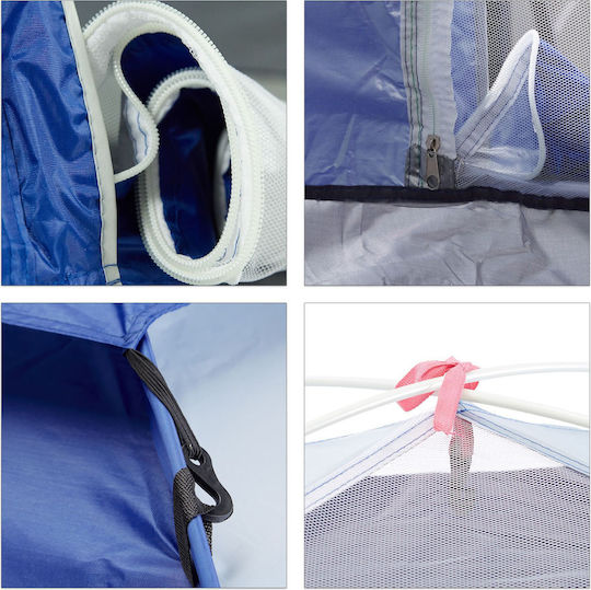 Relaxdays Cort De Camping Pop Up Albastru 3 Anotimpuri Pentru 2 Persoane 135x200x135cm