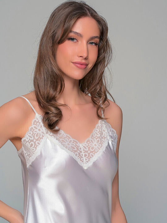 Milena by Paris Summer Women's Satin Robe with Nightdress Ivory Coast