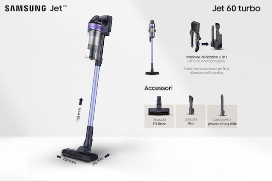 Samsung Jet 60 Turbo Прахосмукачка 2 в 1 Stick & Ръчна Синя