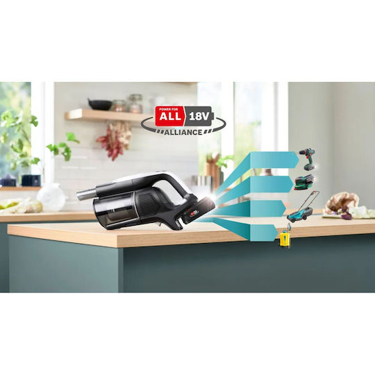 Bosch Unlimited 10 Επαναφορτιζόμενη Σκούπα 2 σε 1 Stick & Χειρός 18V Λευκή