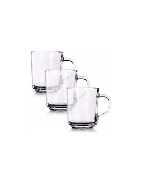 Cană Sticlă Transparentă 240ml 3buc