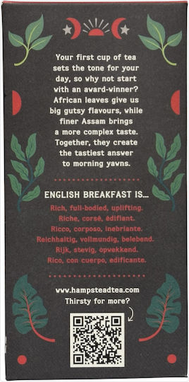 The Hampstead Tea Μαύρο Τσάι Βιολογικό Προϊόν English Breakfast 20 Φακελάκια