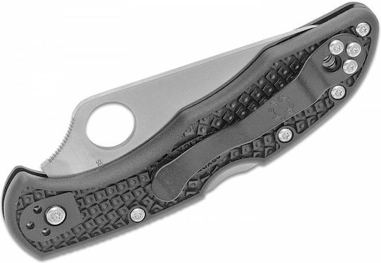 Spyderco Delica Pocket Knife with Locking Mechanism Black in Sheath