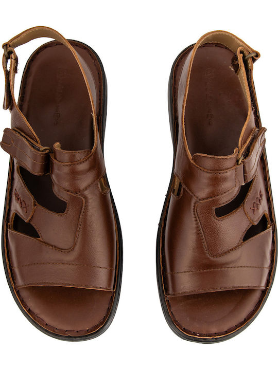 Leder Herrensandalen in Tabac Braun Farbe