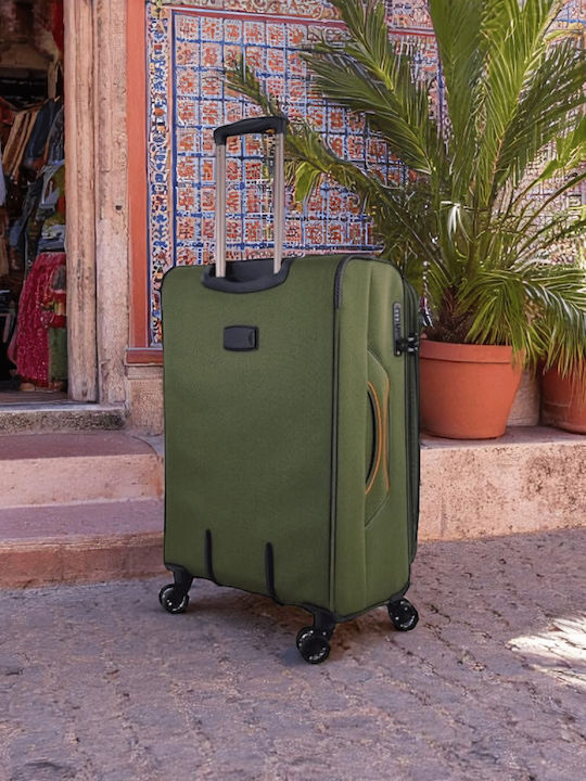 Diplomat Medium The Venice Collection Μεσαία Βαλίτσα Ταξιδίου Υφασμάτινη Πράσινο με 4 Ρόδες Ύψους 68εκ.