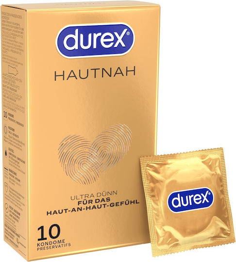 Durex Προφυλακτικά Hautnah 10τμχ 56mm Λεπτά για Φυσική Αίσθηση Natural