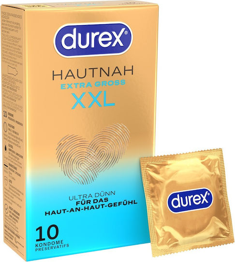 Durex Προφυλακτικά Extra 10τμχ 60mm για Μεγάλα Μεγέθη Λεπτά για Φυσική Αίσθηση Natural