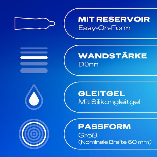 Durex Προφυλακτικά Extra 10τμχ 60mm για Μεγάλα Μεγέθη Λεπτά για Φυσική Αίσθηση Natural