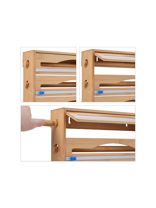 Relaxdays Distribuitor De Role Montat Pe Perete Din Lemn Maro 23.5x9cm 10046720
