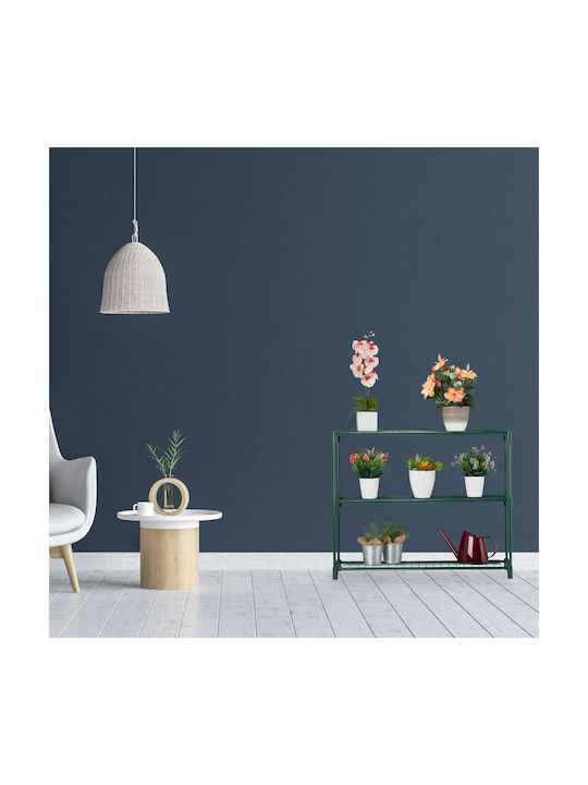 Metallic Garden Shelf with 3 Shelves Green 91x28.5x74.5cm
