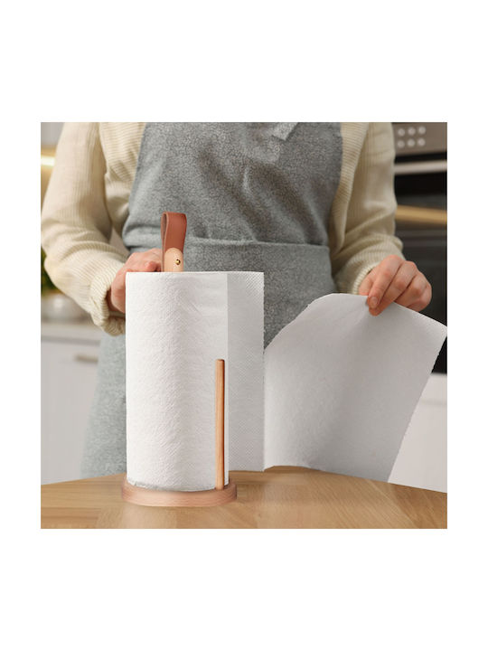 Relaxdays Wooden Paper Towel Holder Beige 35x13x13cm 10043326