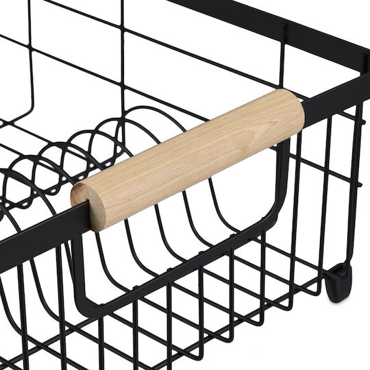 Relaxdays Sink Strainer Wooden Black 15.5x42x31cm