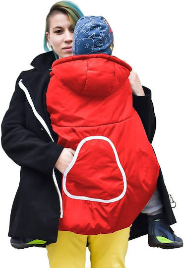 Winter-Rucksackabdeckung mit roter Kapuze und Tasche