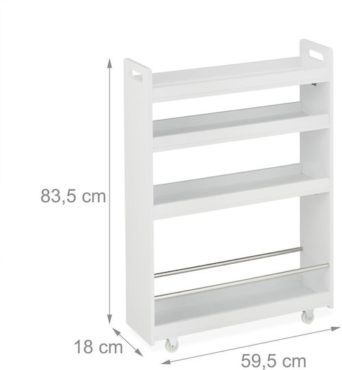 Relaxdays Troleu De Bucătărie Din Plastic Cu 3 Locuri Alb 59.5x18x83.5cm