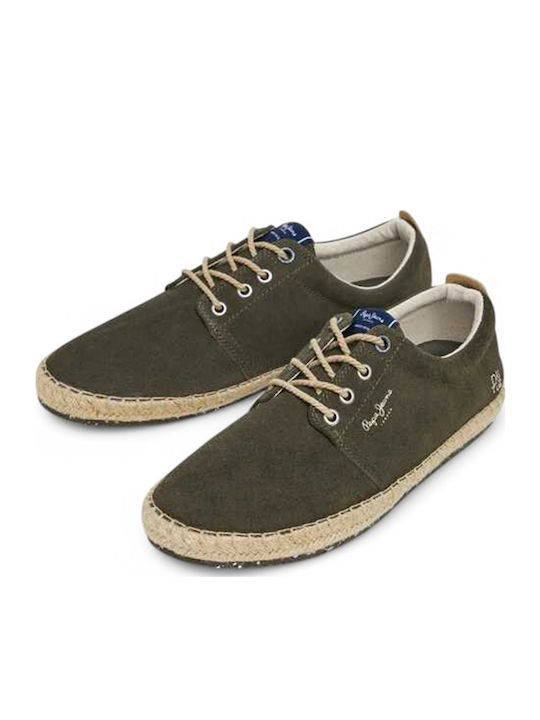 Tourist Leder Herren Espadrilles in Grün Farbe