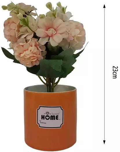 Künstlicher Blumenstrauß Orange Topf "home"