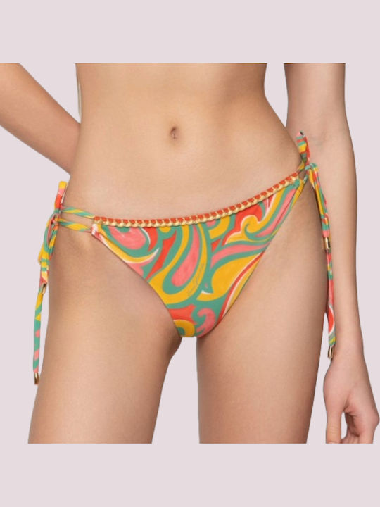 Bikini Slip με Κορδονάκια Κοραλί
