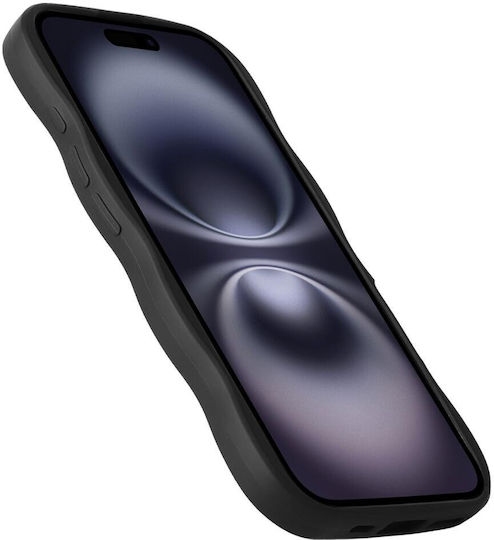 HappyCase Umschlag Rückseite Silikon Schwarz (iPhone 16)