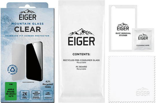 Eiger 0.3мм Закалено стъкло (iPhone 16e, iPhone 14, iPhone 13, iPhone 13 Pro)