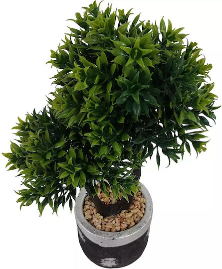 Copac Bonsai Artificial Ghiveci Ciment Negru Detalii Argintii Copac Bonsai Artificial Ghiveci Ciment Negru Detalii Argintii