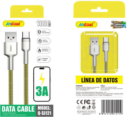 Andowl USB 2.0 Cable USB-C male - USB-C 1m Q-SJ121