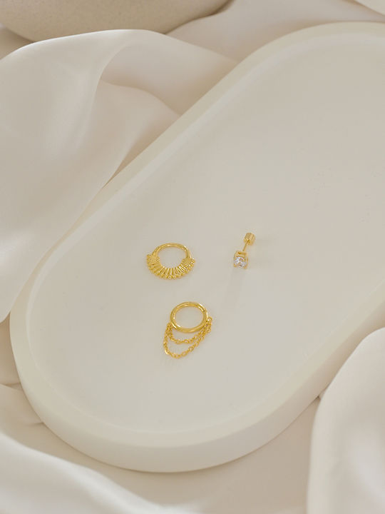 Kritsimis Glam Piercing Earring From Gold Plated Silver White