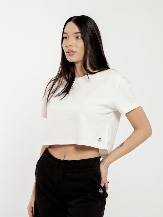 Γυναικείο Αθλητικό Crop Top Εκρού