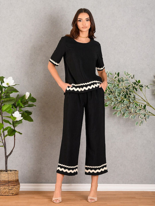 Women's Blouse Short Sleeve Black