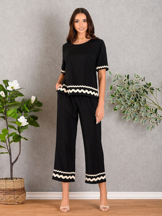 Women's Blouse Short Sleeve Black