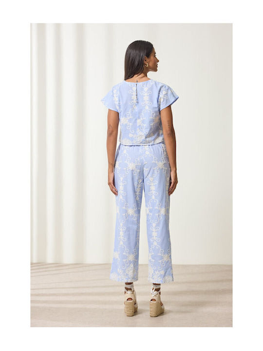 Beryl Dama Tesatura Pantaloni Sky Blue