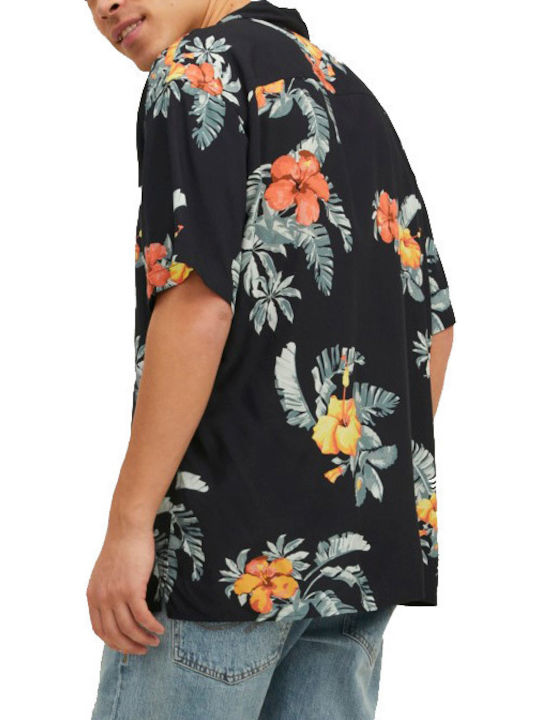 Short-sleeved Shirt Floral Black