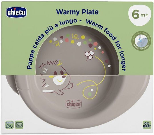 Chicco Παιδικό Πιάτο Φαγητού Warming Plate Γκρι