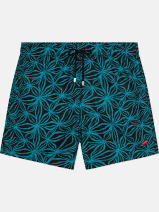 Men's Swimwear Bermuda Black, Petrol with Patterns