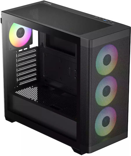Gamdias Athena M3 Gaming Midi Tower Κουτί Υπολογιστή με Πλαϊνό Παράθυρο και ARGB Φωτισμό Μαύρο